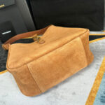 Saint Laurent Le 5 A 7 Supple Small In Suede Coffee
